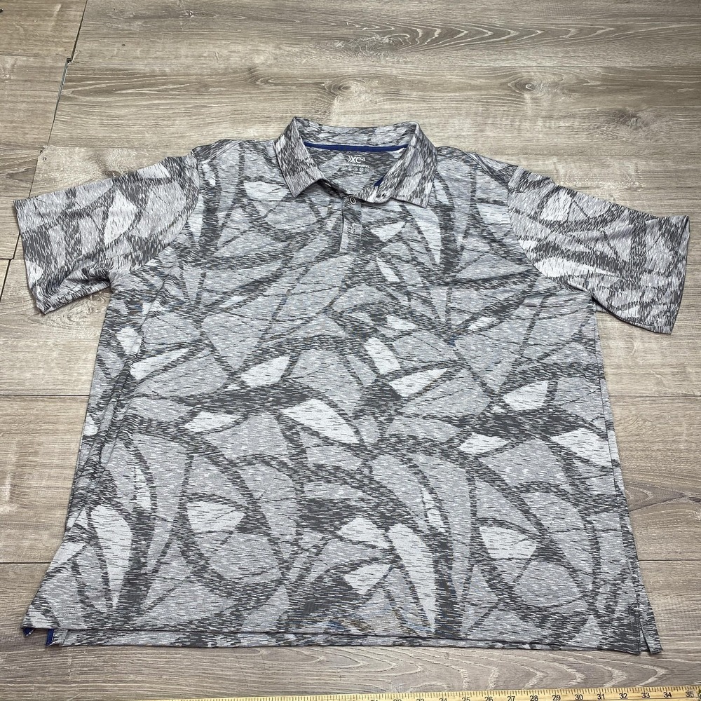 Johnston & Murphy Polo Shirt Mens 2XL Gray XC4 Geometric Golf Performance
